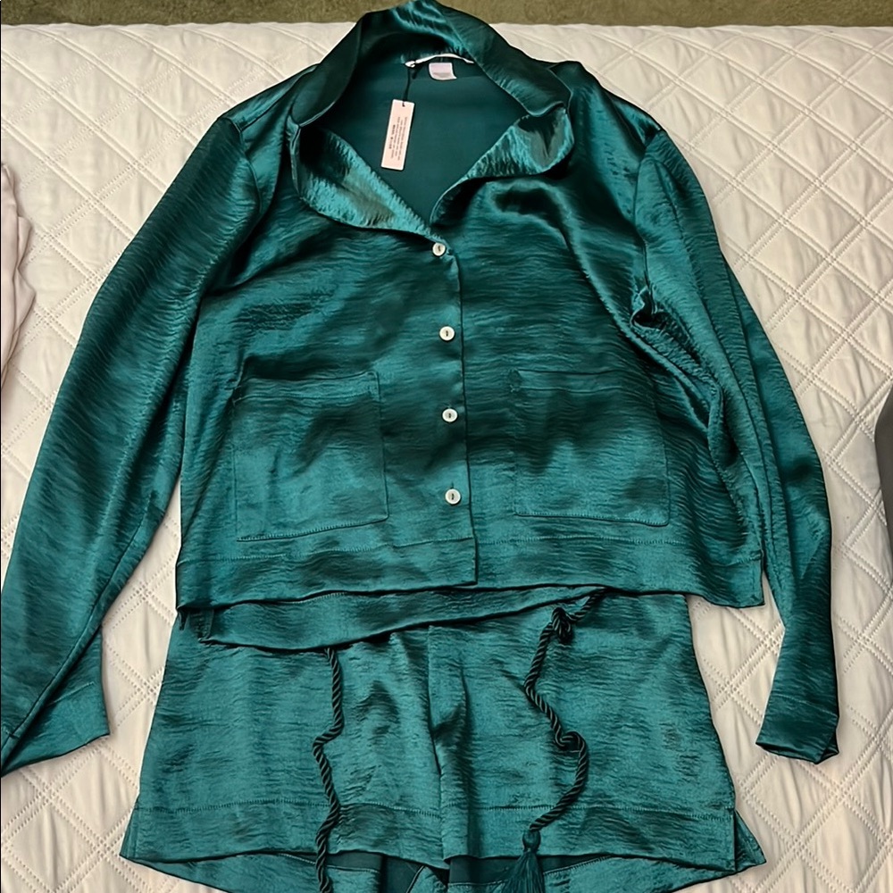 Victoria's Secret Green Satin Sleepwear